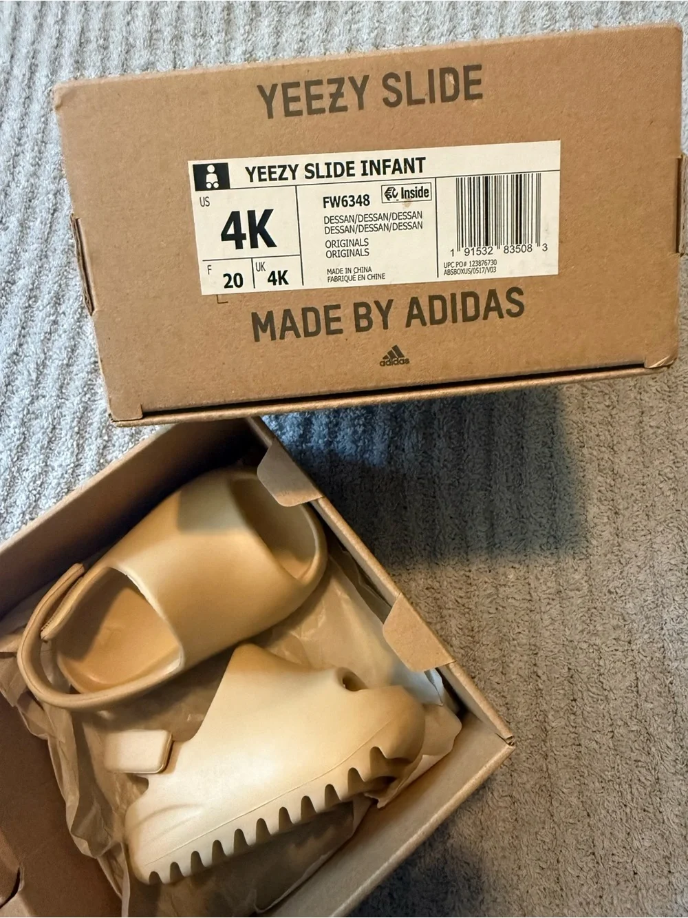 adidas Yeezy Slide Infant Sandals in Tan